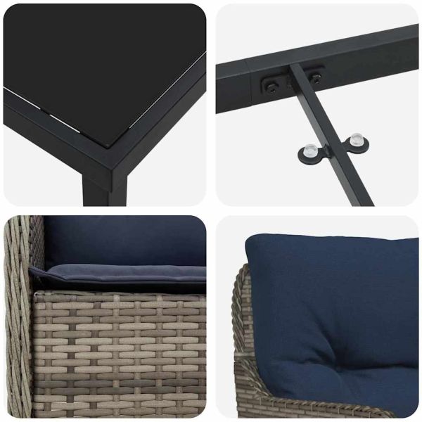 Комплект за хранене в градината 9 pcs Сив полиратан