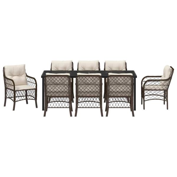 Комплект за хранене в градината 9 pcs Кафяво полиратан