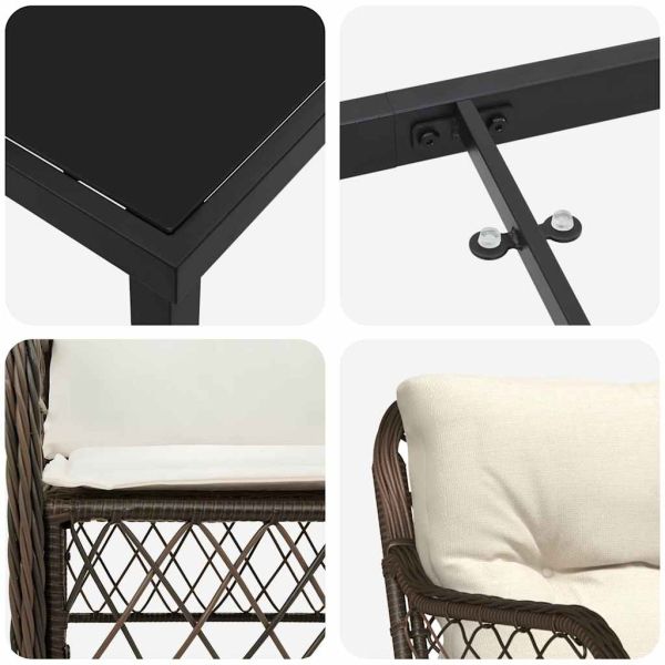 Комплект за хранене в градината 9 pcs Кафяво полиратан