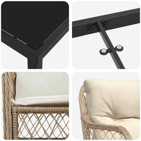 Комплект за хранене в градината 9 pcs Бежово полиратан