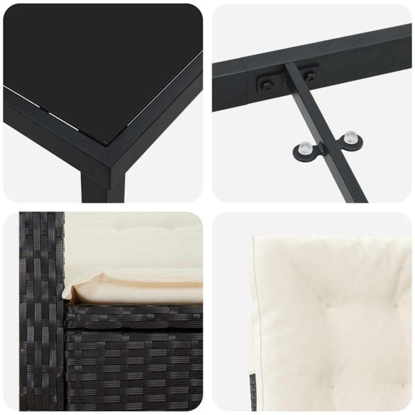 Комплект за хранене в градината 9 pcs Черно полиратан