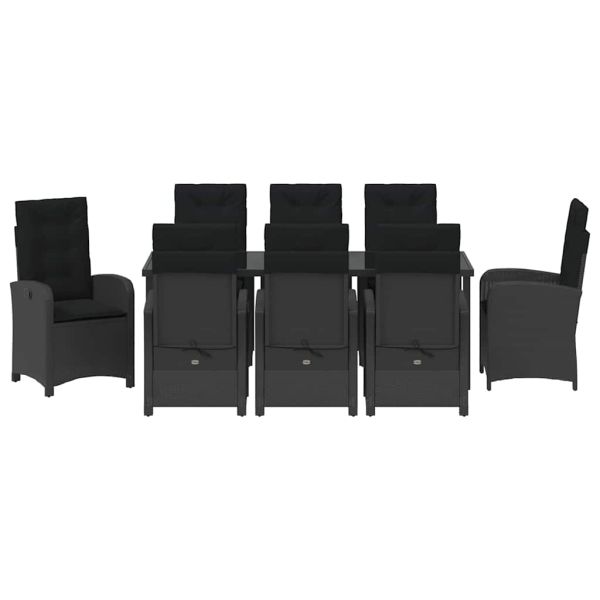 Комплект за хранене в градината 9 pcs Черно полиратан