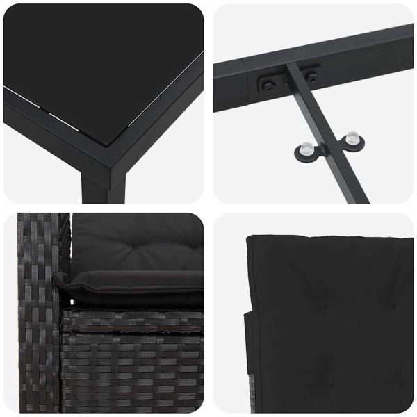 Комплект за хранене в градината 9 pcs Черно полиратан