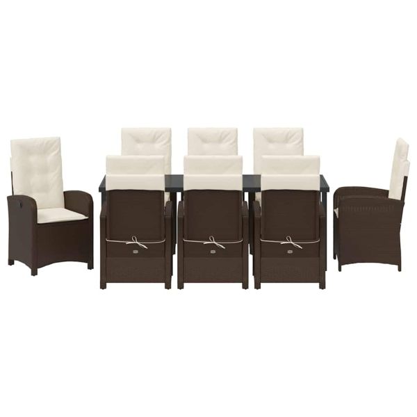 Комплект за хранене в градината 9 pcs Кафяво полиратан