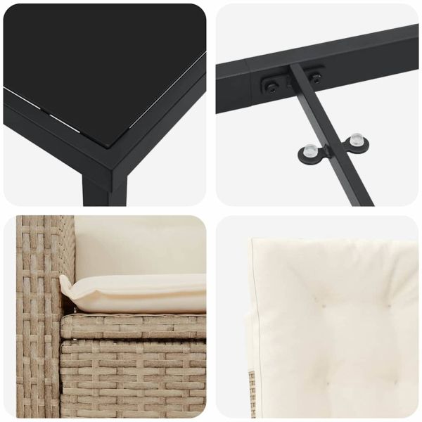 Комплект за хранене в градината 9 pcs Бежово полиратан