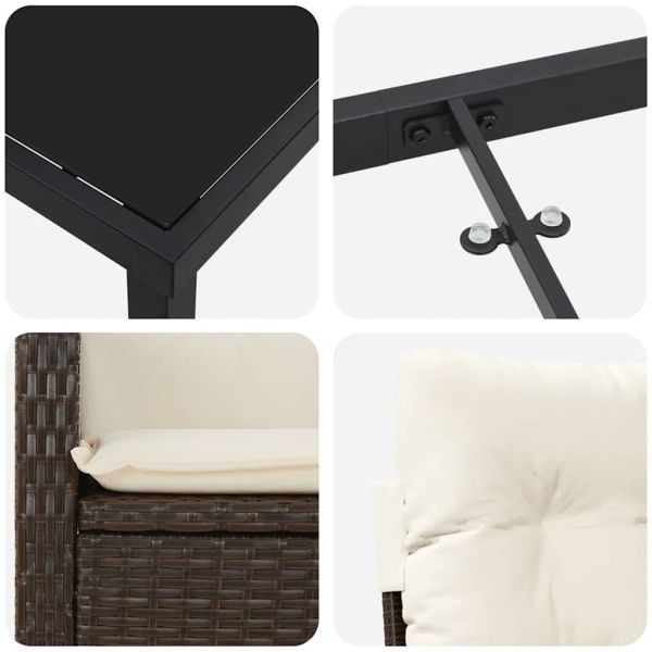 Комплект за хранене в градината 9 pcs Кафяво полиратан