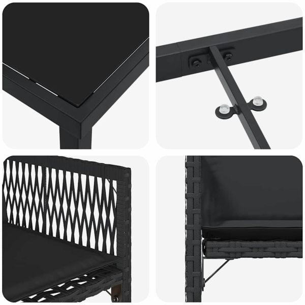 Комплект за хранене в градината 9 pcs Черно полиратан