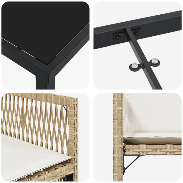 Комплект за хранене в градината 9 pcs Бежово полиратан