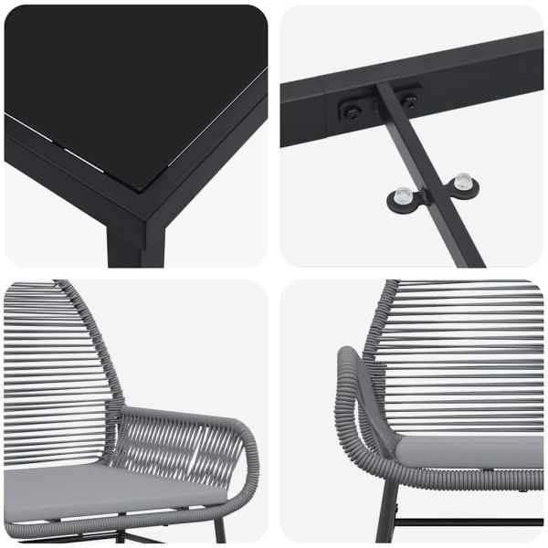 Комплект за хранене в градината 7 pcs Сив полиратан