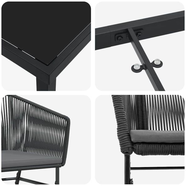 Комплект за хранене в градината с възглавница 9 pcs Черно