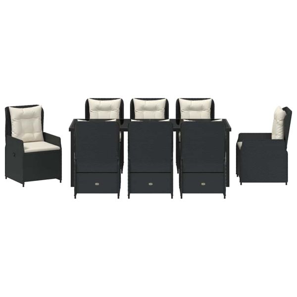 Комплект за хранене в градината 9 pcs Черно полиратан