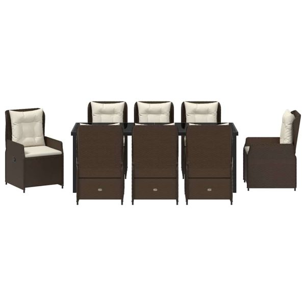 Комплект за хранене в градината 9 pcs Кафяво полиратан