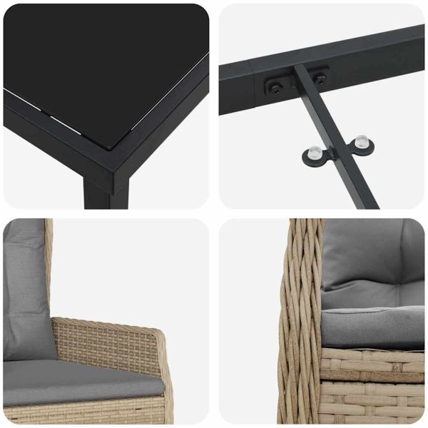 Комплект за хранене в градината 9 pcs Бежов и Светло Сив