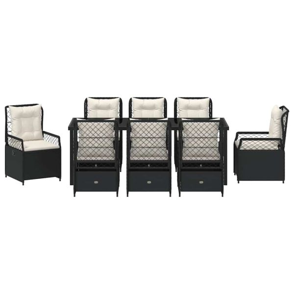 Комплект за хранене в градината 9 pcs Черно полиратан