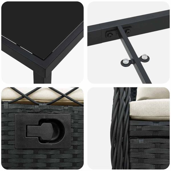 Комплект за хранене в градината 9 pcs Черно полиратан