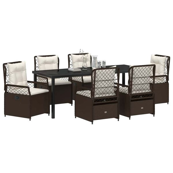 Комплект за хранене в градината 7 pcs Кафяво полиратан