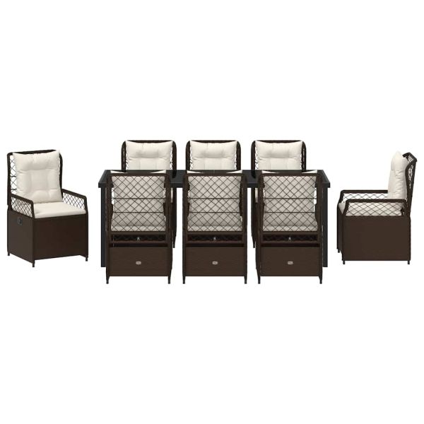 Комплект за хранене в градината 9 pcs Кафяво полиратан