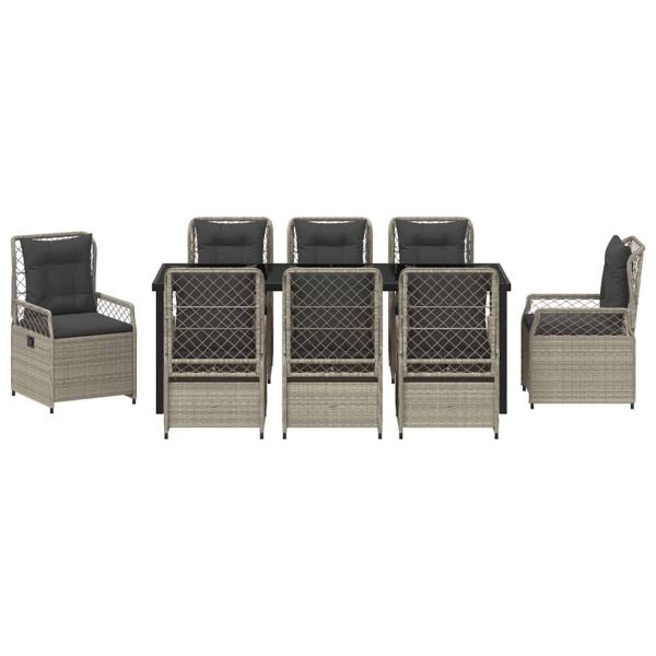 Комплект за хранене в градината 9 pcs Светлосиво полиратан