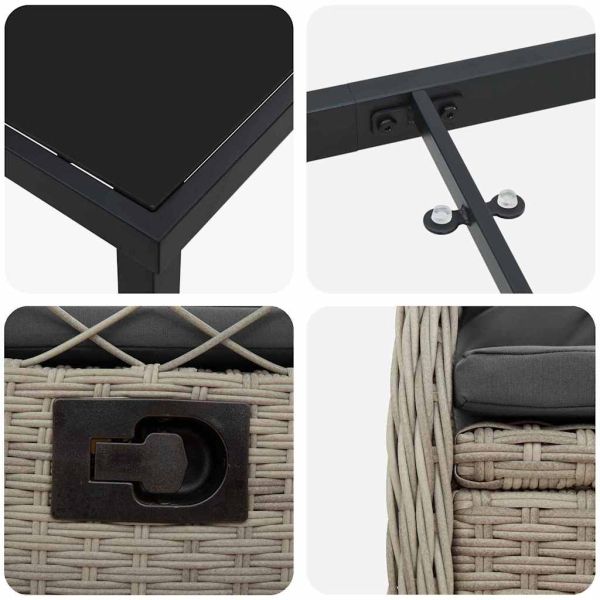 Комплект за хранене в градината 9 pcs Светлосиво полиратан