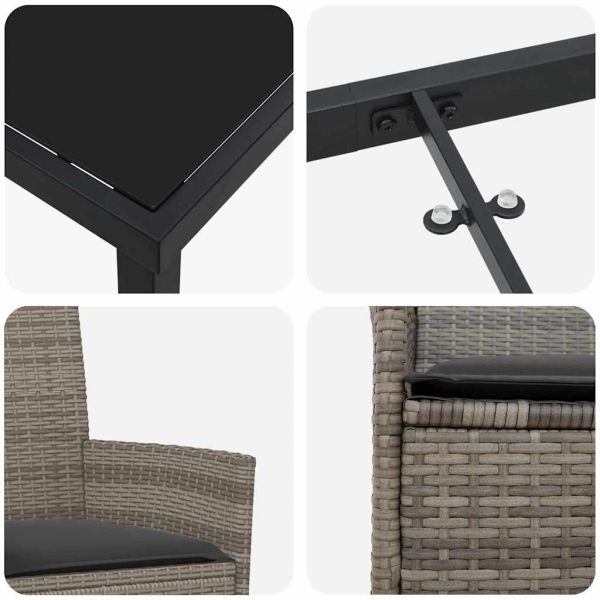 Комплект за хранене в градината 7 pcs Сив полиратан