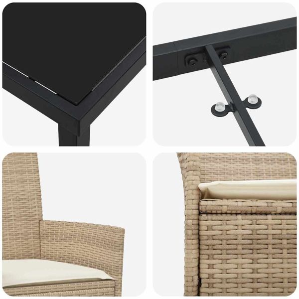 Комплект за хранене в градината 7 pcs Бежово полиратан