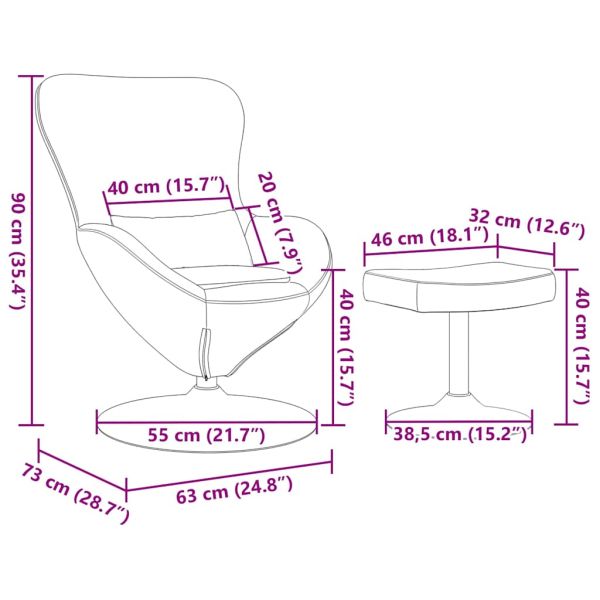 Яйцевиден стол с столче Кафяво Кадифе