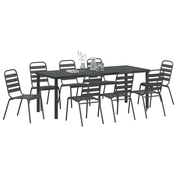 Комплект за хранене в градината 9 pcs Антрацит