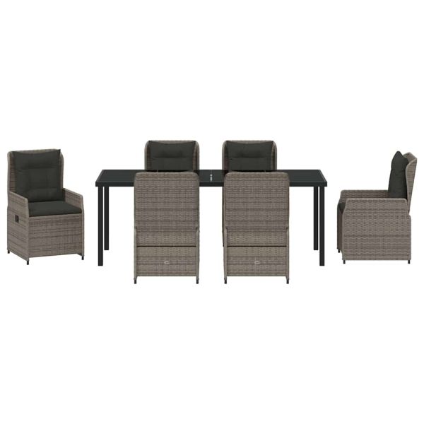 Комплект за хранене в градината 7 pcs Сив полиратан