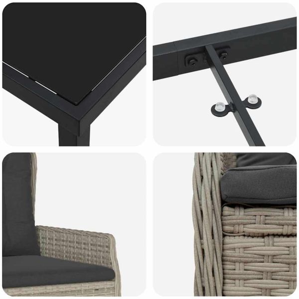 Комплект за хранене в градината 7 pcs Светлосиво полиратан