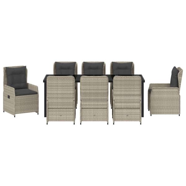 Комплект за хранене в градината 9 pcs Светлосиво полиратан