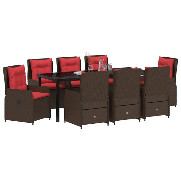 Комплект за хранене в градината 9 pcs Кафяво Полиратан