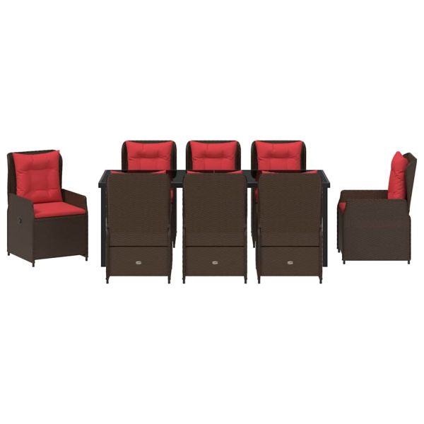 Комплект за хранене в градината 9 pcs Кафяво Полиратан