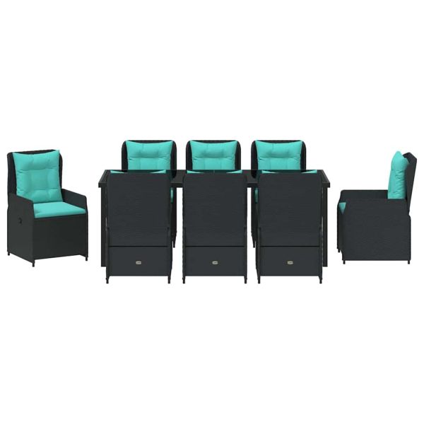 Комплект за хранене в градината 9 pcs Черно Полиратан