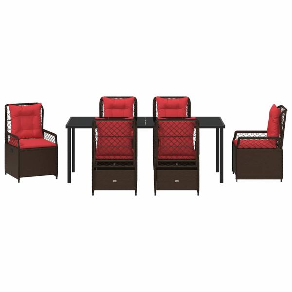 Комплект за хранене в градината 7 pcs Кафяво полиратан