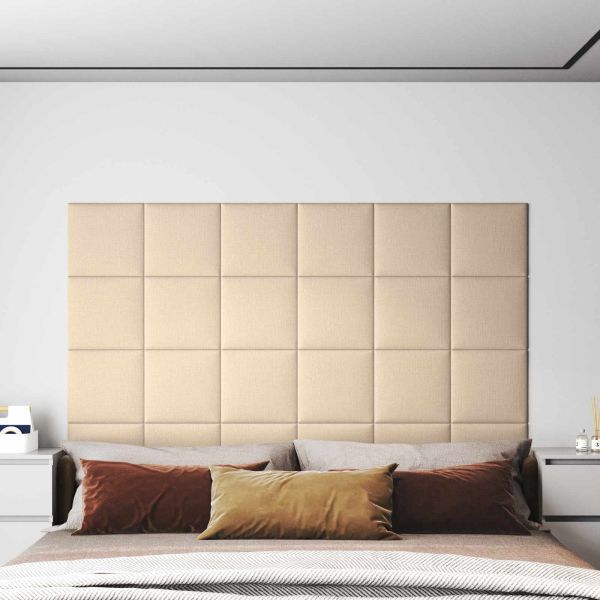 Стенно табло за легло 12 pcs Крем 30 x 30 cm текстил