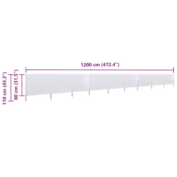 Параван против вятър от 9 панела текстил 1200x80 см пясъчнобял