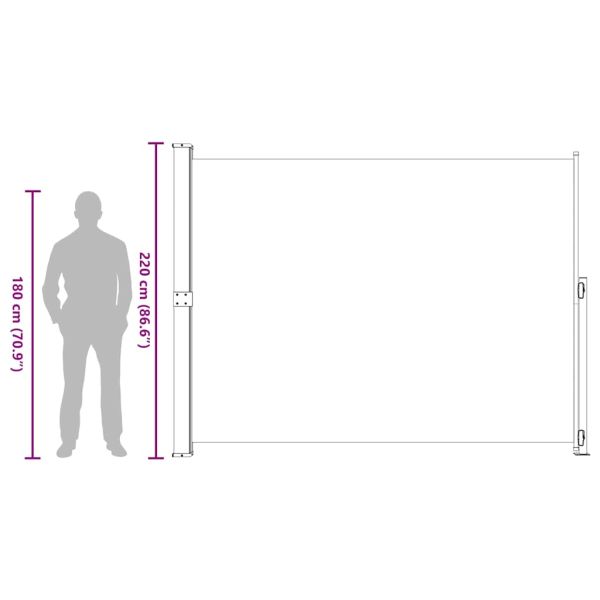 Прибираща се дворна странична тента, 220x300 см, сива