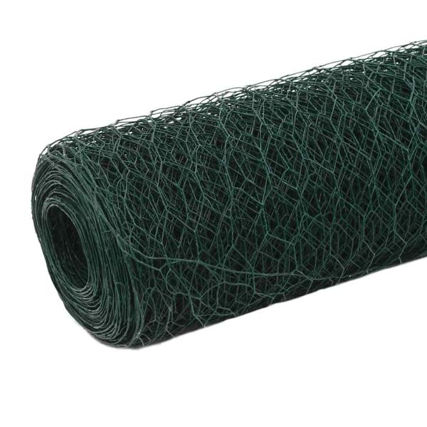 Кокошкарска мрежа, стомана с PVC покритие, 25х1,5 м, зелена