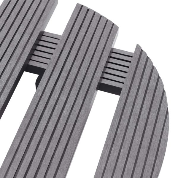 Поставки за цветя на колелца, 4 бр, сиви, Ø30x7,5 см, WPC