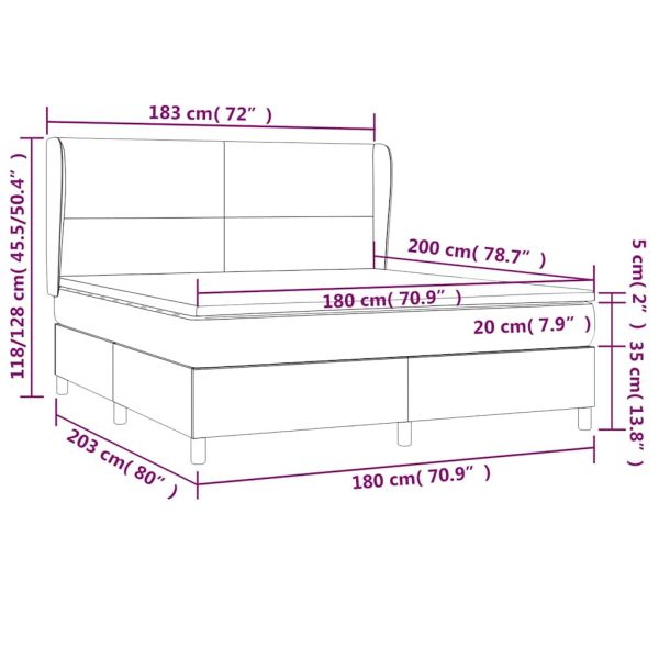 Боксспринг легло с матрак, тъмносиньо, 180x200 см, кадифе