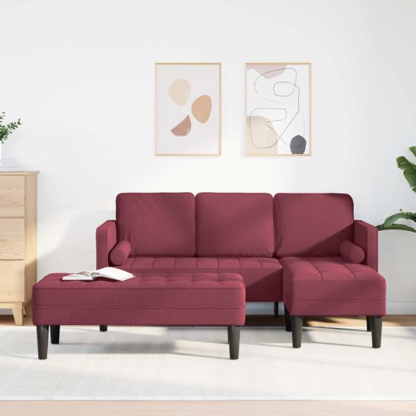 Комплект дивани с възглавница 2 pcs Виненочервен Полиестер