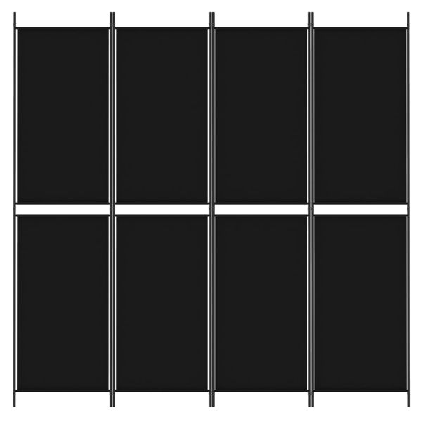 Параван за стая, 4 панела, черен, 200x200 cм, плат