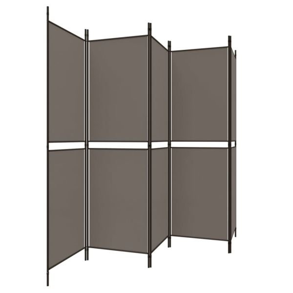 Параван за стая, 5 панела, антрацит, 250x220 cм, текстил