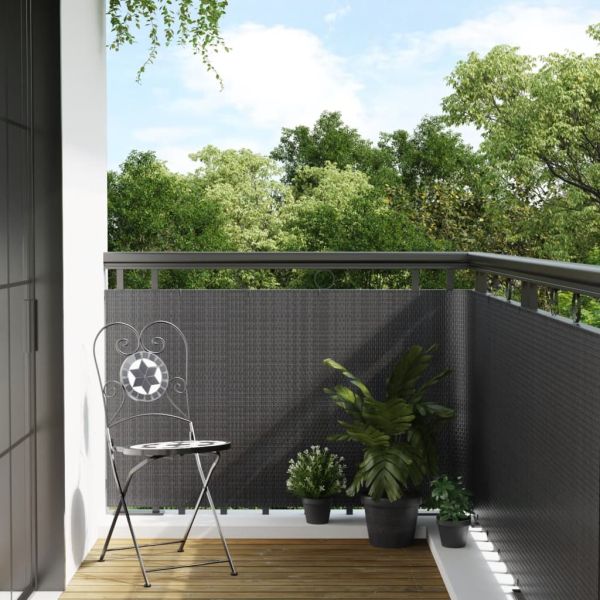 Балконски параван, антрацит, 500x90 см, полиратан