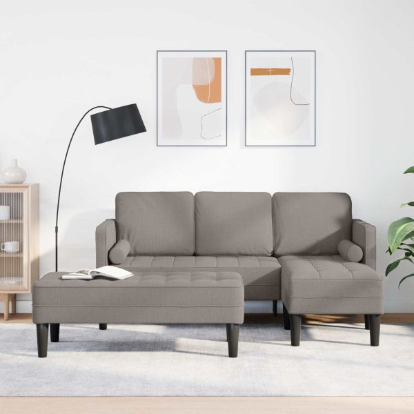 Комплект дивани с възглавница 2 pcs Таупе Полиестер