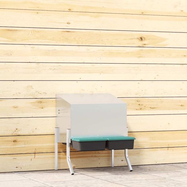 Кутия за гнездене за пилета с 2 отделения и крака, поцинкована стомана