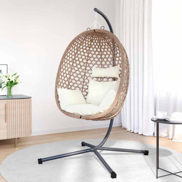 Висящ стол яйце полиратан 104 x 100 x 191 см Светъл крем