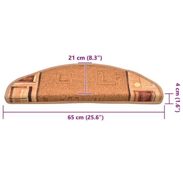 Самозалепващи стелки за стълби, 10 бр, 65x21x4 см, бежови