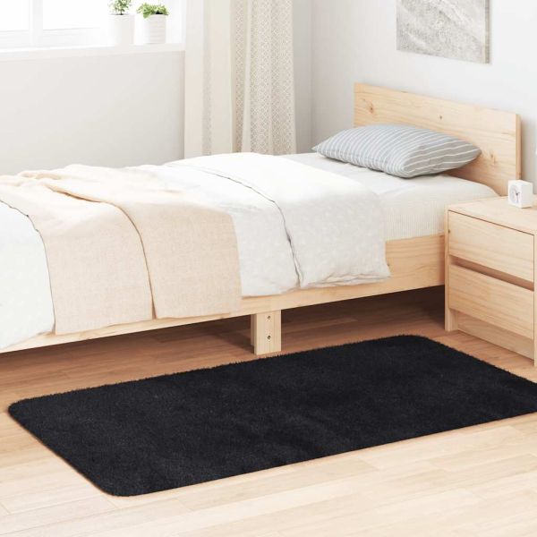 Шаги килим с дълъг косъм, NAVARRA, черен, 80x150 см, полиестер