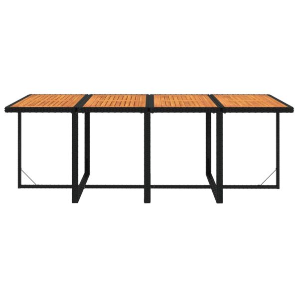 Градински трапезен комплект възглавници 9 части полиратан черен